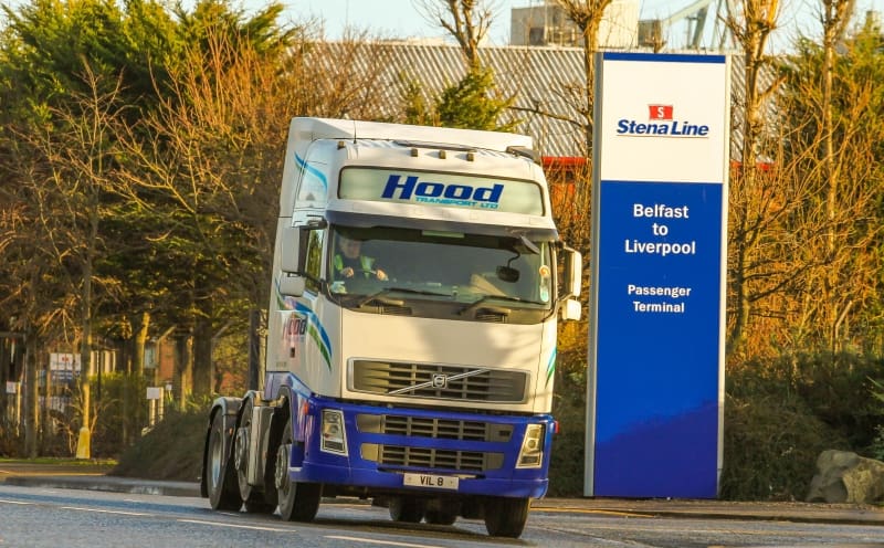 tj-hood-lorry-port.jpg A TJ Hood lorry on its way to Belfast docks to make a collection